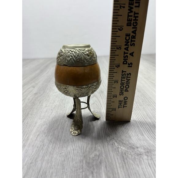 Vintage Yerba Mate Tea Gourd Cup Alpaca Silver - Picture 7 of 7